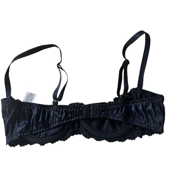 The Escante Collection Black Floral Lace Vintage Inspired Underwire Demi Bra LG - Picture 3 of 5